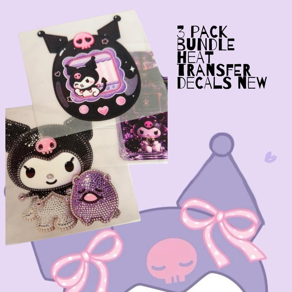 KUROMI HEAT TRANSFER DECALS BUNDLE OF 3 Y2K GRUNGE